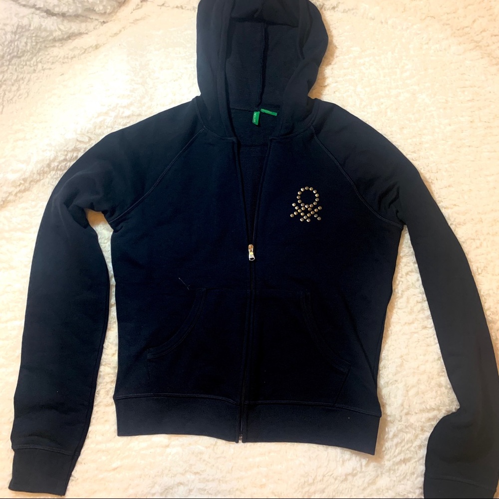 United colors of Benetton black zip up hoodie L